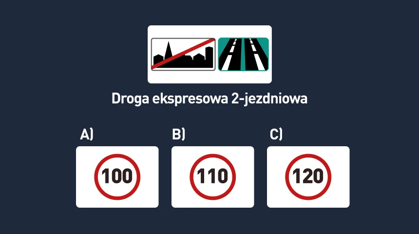 Zdjęcie do pytania: Dozwolona prędkość na drodze ekspresowej 2-jezdniowej dla au...